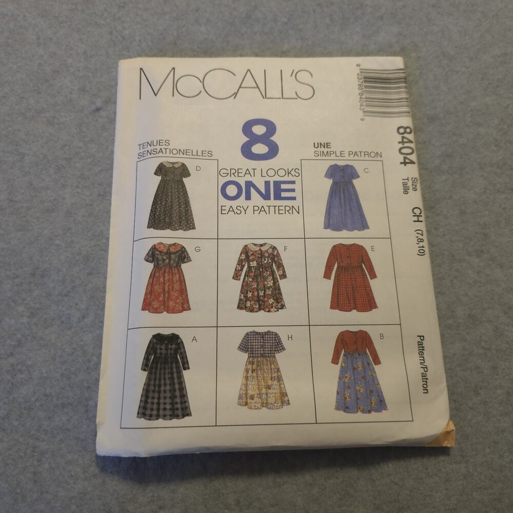 McCall’s 8404 Girls Dress Pattern‎ Size 7-10 CH 8 Styles Easy Sew Vintage